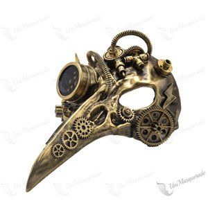 Gold Steampunk Plague Dr. Long Nose Party Mask